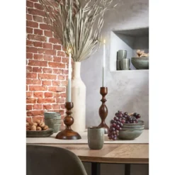 Mica Decorations Vaas - hout - bruin - 14 x 47 cm