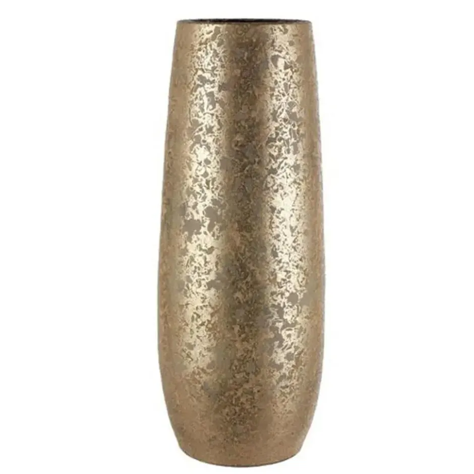 Mica Decorations Vaas - keramiek - flakes - goud - D21 x H55 cm