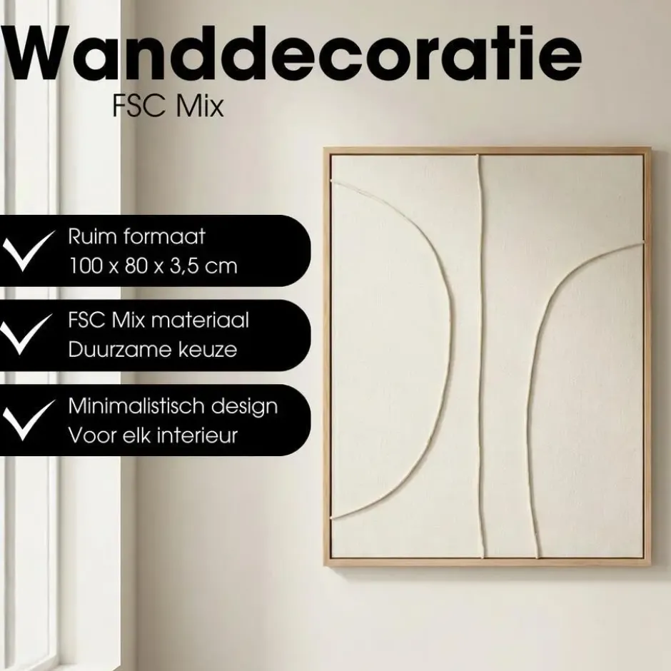 Mica Wanddecoratie Beige 100x80 cm