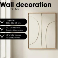 Mica Wanddecoratie Beige 100x80 cm