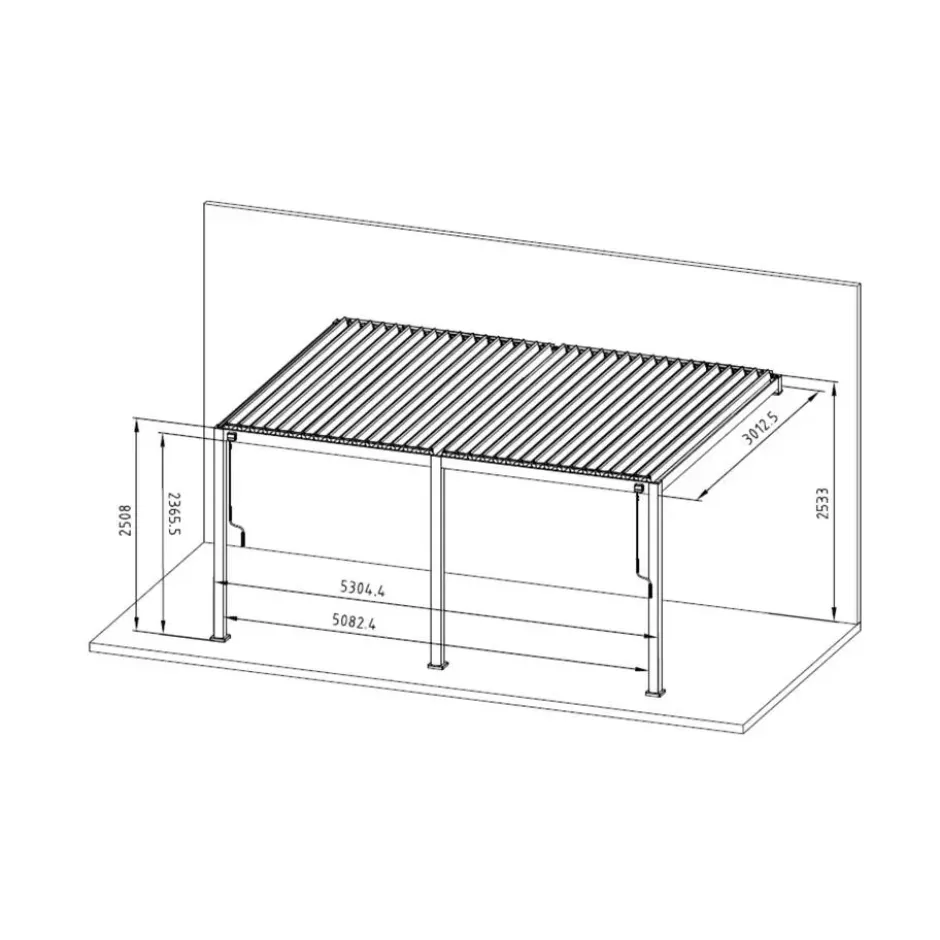 Mirador Deluxe overkapping muur 300 x 530 cm antraciet