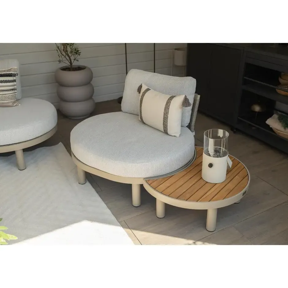 Mira organische platform loungeset + loungestoel - Teak/Latte