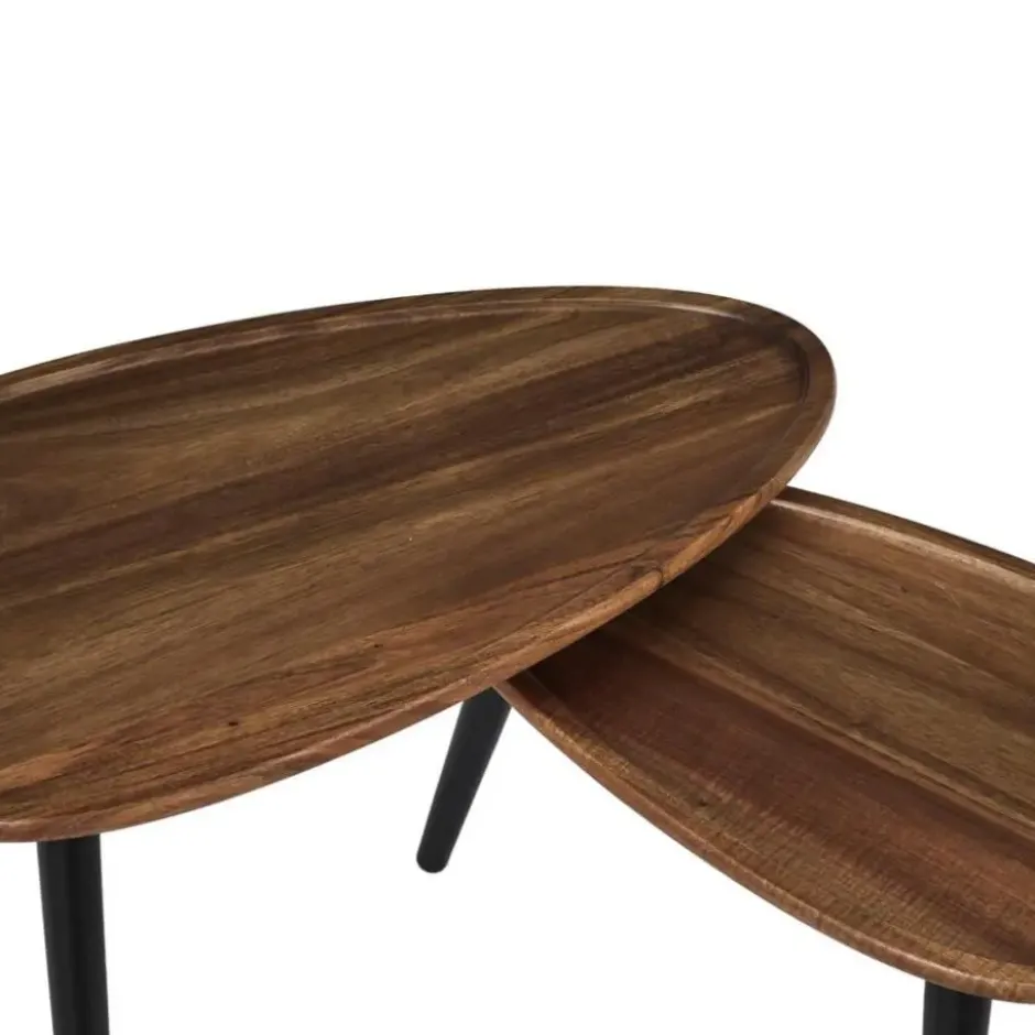MISOU Bijzettafel Set van 2 GAIA- Bruin