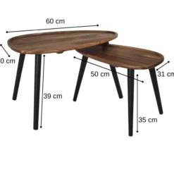 MISOU Bijzettafel Set van 2 GAIA- Bruin