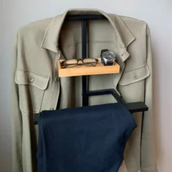 MISOU Dressboy Kledingstandaard Kledinghouder Zwart 114 cm Bamboe en metaal