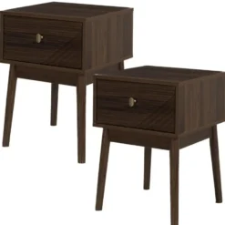 MISOU Nachtkastje Tiffany Set van 2 - Bruin