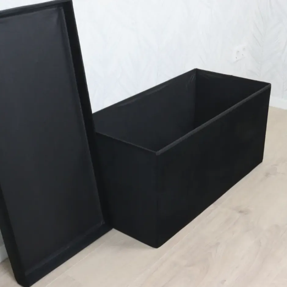 MISOU Opbergbox met Bank Velvet Zwart Opbergbank Poef met Opbergruimte