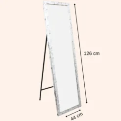 MISOU Passpiegel Wit Marmerlook Staande Spiegel 44x126cm Kinderkamer