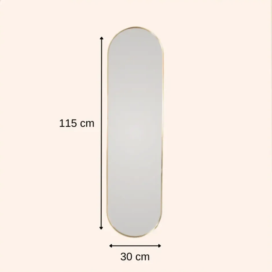 MISOU Spiegel Passpiegel Goud Ovaal Hangend 115cm Glas Spiegels