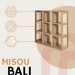 MISOU Wandkast 9 Vakken Bali - Bruin