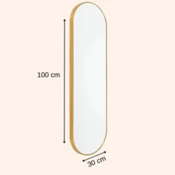 MISOU Wandspiegel Passpiegel Ovaal Goud Spiegel 100x30cm