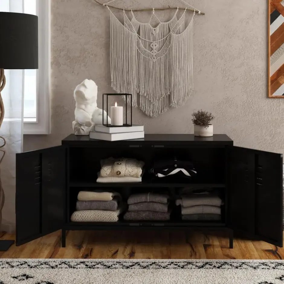 Mission District - Dressoir met 2 deuren en zwart metaal