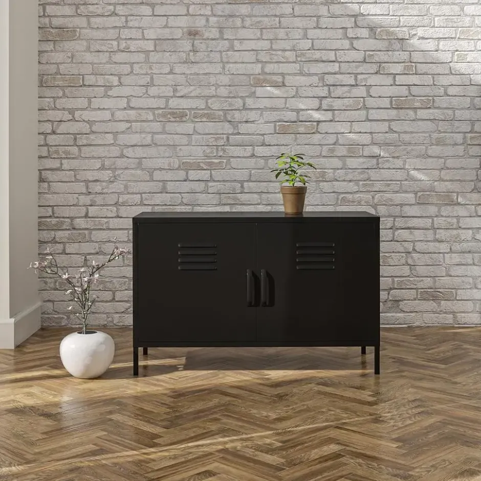 Mission District - Dressoir met 2 deuren en zwart metaal
