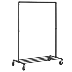 Mobiel kledingrek - 1 rail - zwart