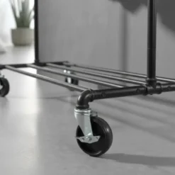 Mobiel kledingrek - 1 rail - zwart
