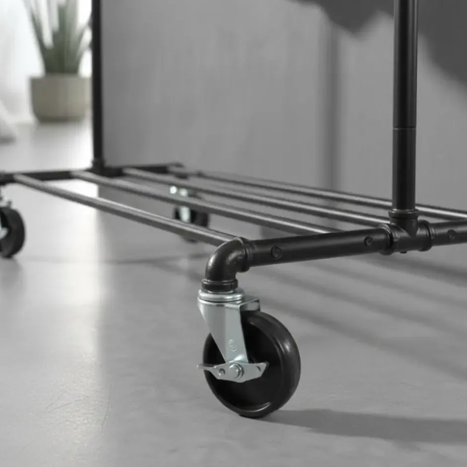 Mobiel kledingrek - 1 rail - zwart