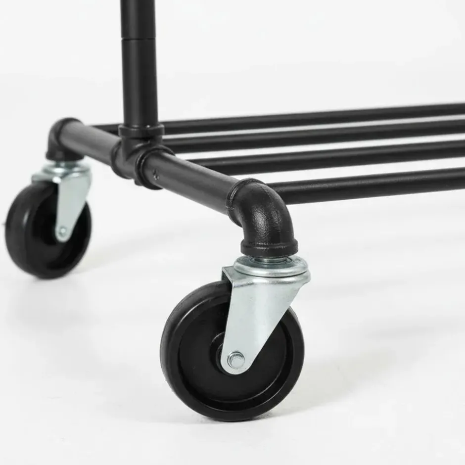 Mobiel kledingrek - 1 rail - zwart