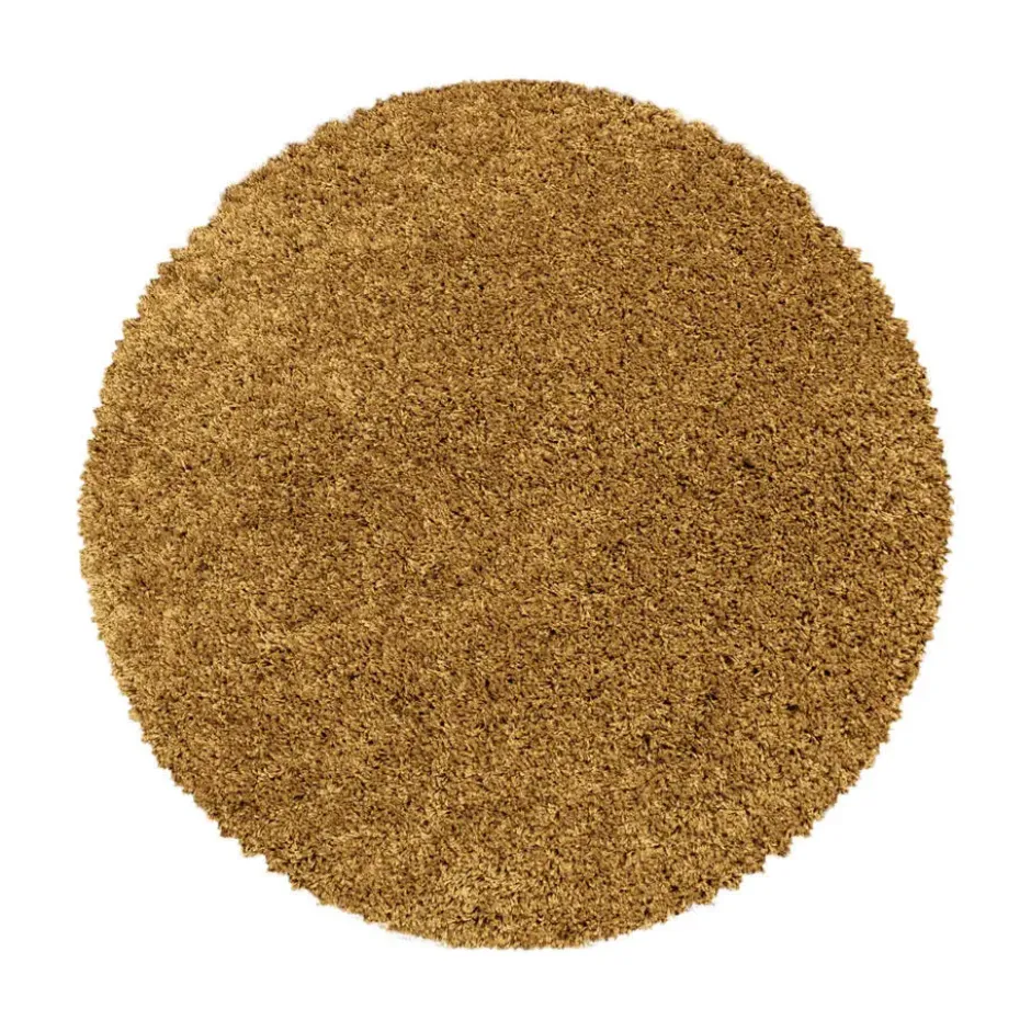 Monaco Soft Rond Shaggy Hoogpolig Vloerkleed Goud Geel - 200 CM Ø