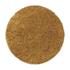 Monaco Soft Rond Shaggy Hoogpolig Vloerkleed Goud Geel - 200 CM Ø