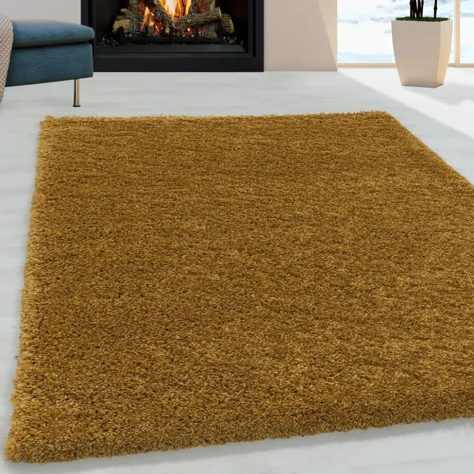 Monaco Soft Shaggy Hoogpolig Vloerkleed Goud Geel - 300x400 CM