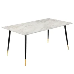Monza - Eettafel 120x80 cm 6 zitplaatsen wit marmer look