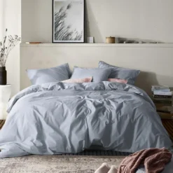 Moodit Dekbedovertrek Basil Stone Blue - Tweepersoons - 200 x 220 cm - Katoen