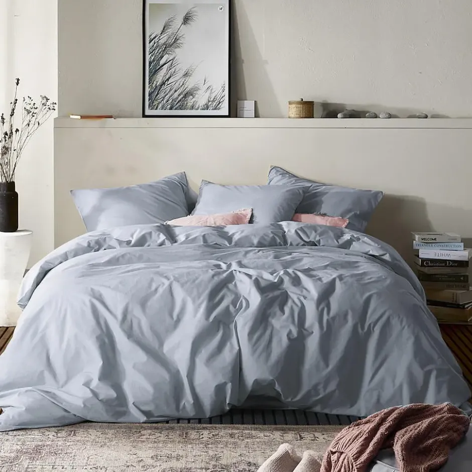 Moodit Dekbedovertrek Basil Stone Blue - Tweepersoons - 200 x 220 cm - Katoen