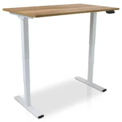 MRC COMFORT elektrisch ARBO zit-sta bureau - 140x80cm - wit - robuust eiken