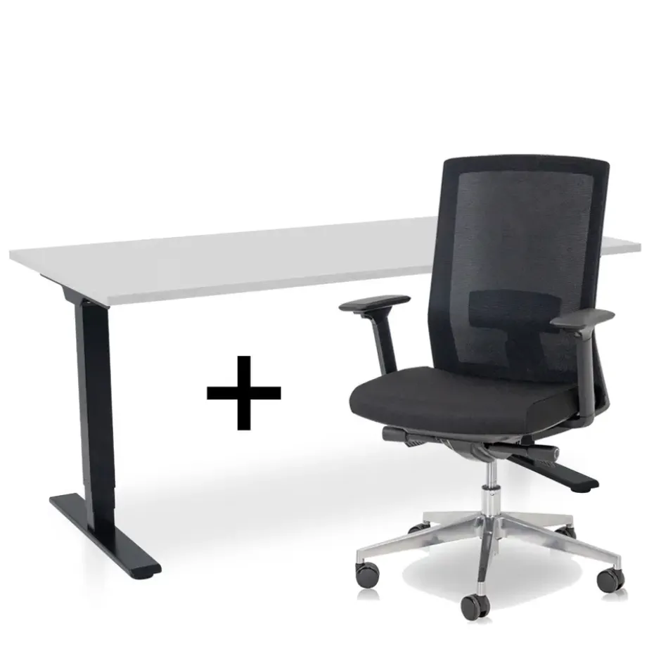 MRC COMFORT Set - Zit-sta bureau + stoel - 160x80 - grijs