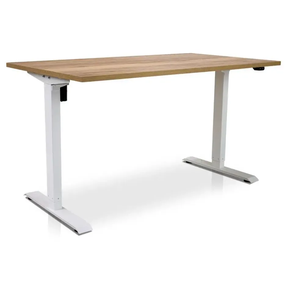 MRC EASY elektrisch ARBO zit-sta bureau - 140x80cm - wit - robuust eiken