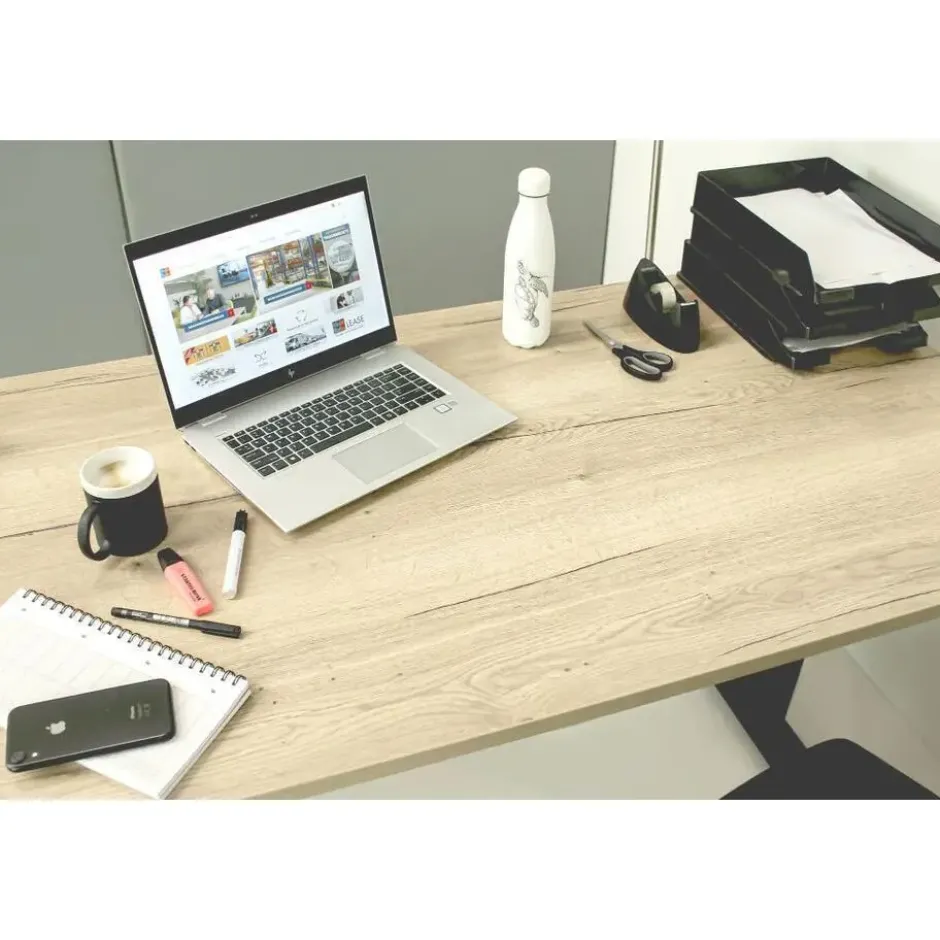 MRC EASY Set - Zit-sta bureau + bureaustoel - 140x80 - robuust eiken