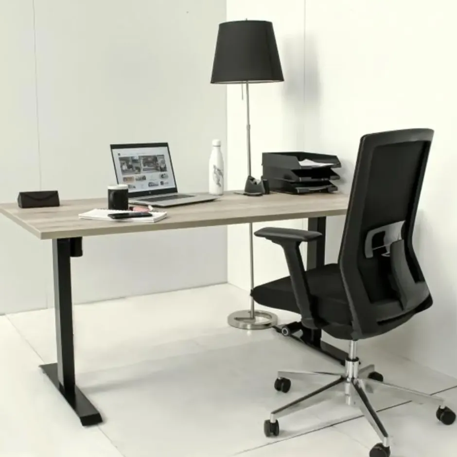 MRC EASY Set - Zit-sta bureau + bureaustoel - 140x80 - robuust eiken