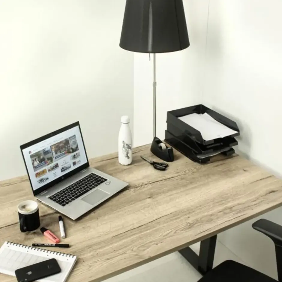 MRC EASY Set - Zit-sta bureau + bureaustoel - 140x80 - robuust eiken