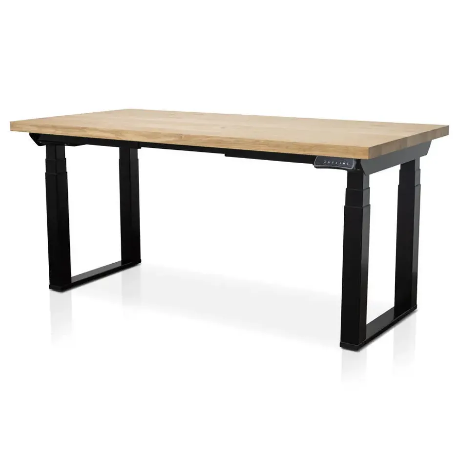 MRC PRO Solid zit-sta bureau massief eiken blad 120x80 zwart NEN-EN527