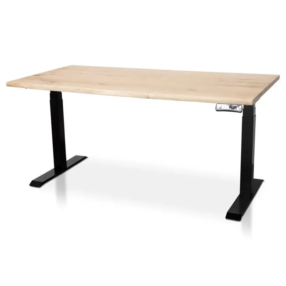 MRC Zit-sta bureau massief boomstam blad 180x90 zwart frame NEN-EN 527