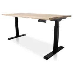 MRC Zit-sta bureau massief boomstam blad 180x90 zwart frame NEN-EN 527