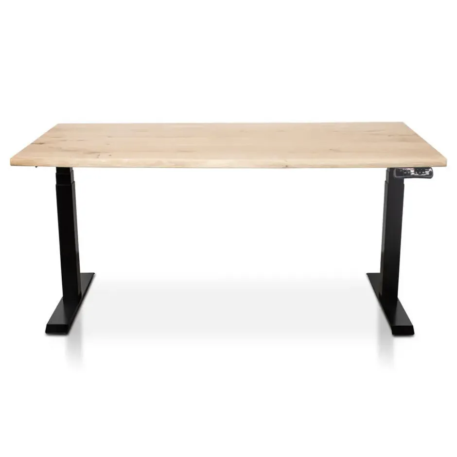 MRC Zit-sta bureau massief boomstam blad 180x90 zwart frame NEN-EN 527