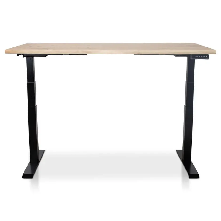 MRC Zit-sta bureau massief boomstamblad 120x80 zwart frame NEN-EN 527