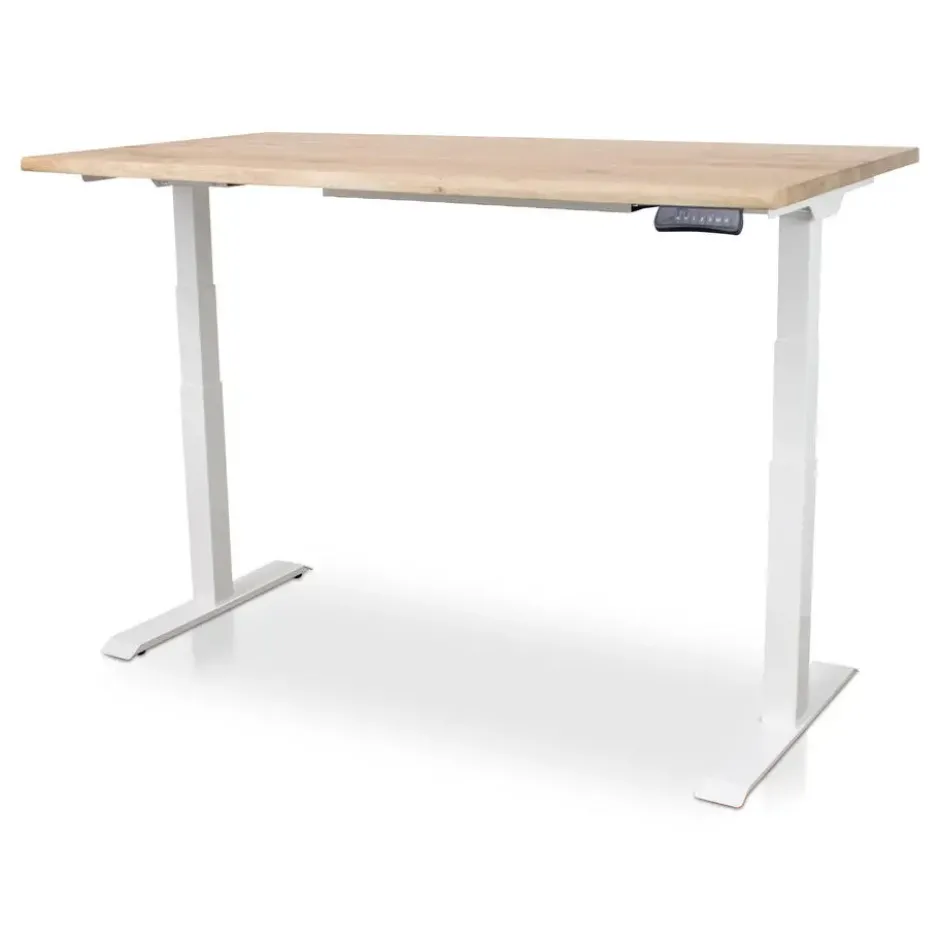 MRC Zit-sta bureau massief boomstam blad 180x90 wit frame NEN-EN 527