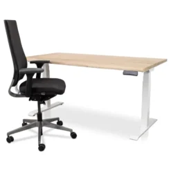 MRC Zit-sta bureau massief boomstam blad 180x90 wit frame NEN-EN 527