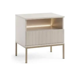 Nachtkastje OVILA - 53.6 cmx39 cmx56.2 cm - Beige Natuurlijk licht Hout paneel