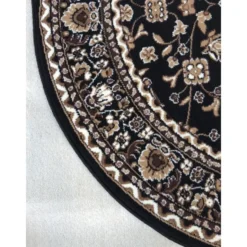 Nain Klassiek Rond Oosters Vloerkleed Zwart Beige - 200 CM Ø