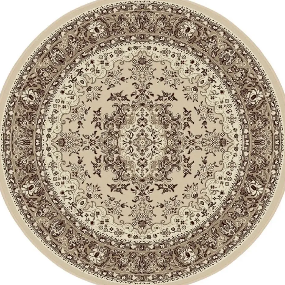 Nain Klassiek Rond Oosters Vloerkleed Creme Beige - 160 CM Ø