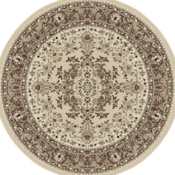 Nain Klassiek Rond Oosters Vloerkleed Creme Beige - 200 CM Ø