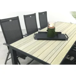 Napoli/Nola verstelbare tuinset 210x90 cm. - Antraciet/Houtlook