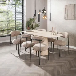 Nest of Nora Eettafel deens ovaal 180 cm - Keramiek travertin