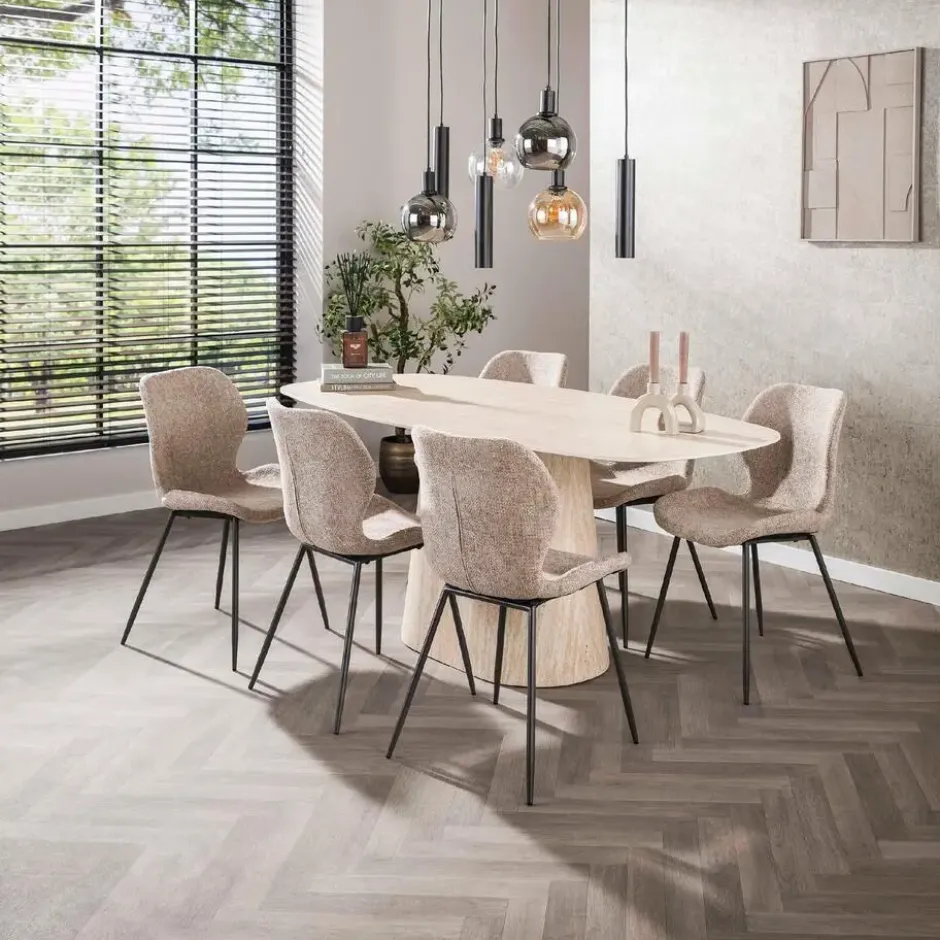 Nest of Nora Eettafel deens ovaal 180 cm - Keramiek travertin