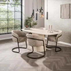 Nest of Nora Eettafel deens ovaal 180 cm - Keramiek travertin
