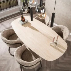 Nest of Nora Eettafel deens ovaal 180 cm - Keramiek travertin