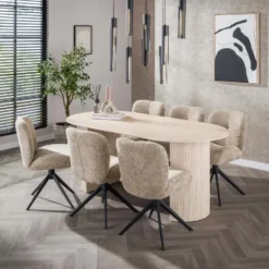 Nest of Nora Eettafel Nino - Ovaal 180 cm - Keramiek travertin
